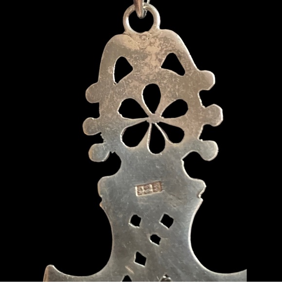 Vintage Sterling Silver Handmade Ethiopian Coptic Cross w/ 925 Popcorn Chain - Picture 5 of 11